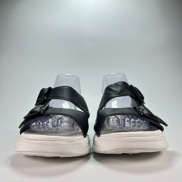 London Fog Nasia White Black Adjustable Straps Sandals WL06328W Womens Size 8W - Picture 2 of 10